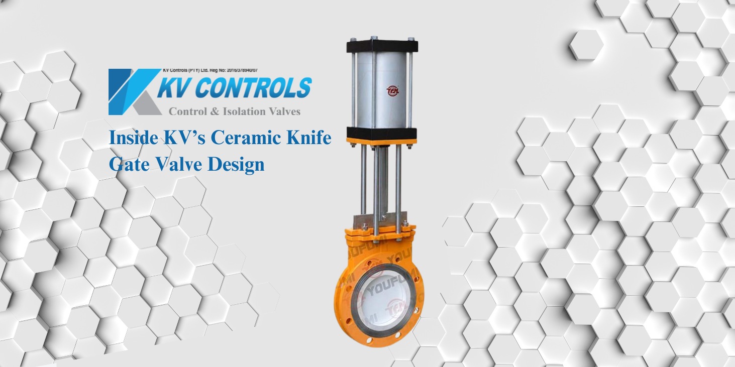 Ceramic knife gate valves supplied by KV Controls for abrasive slurry lines in mining and power plants