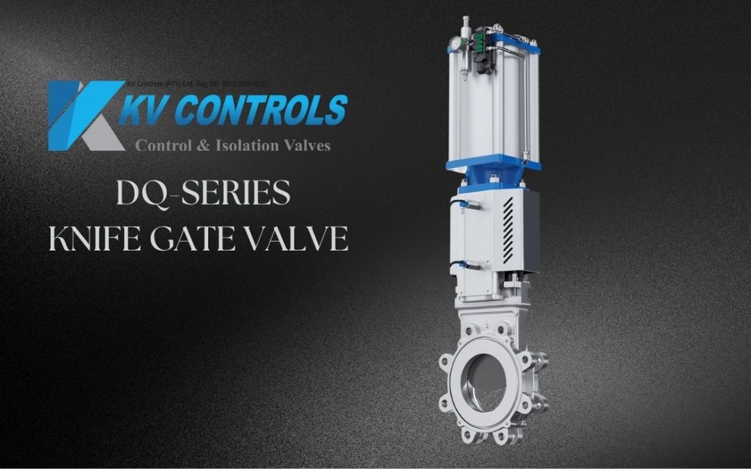 DQ-Series knife gate valve with pneumatic actuator supplied by KV Controls in South Africa for slurry and abrasive media.