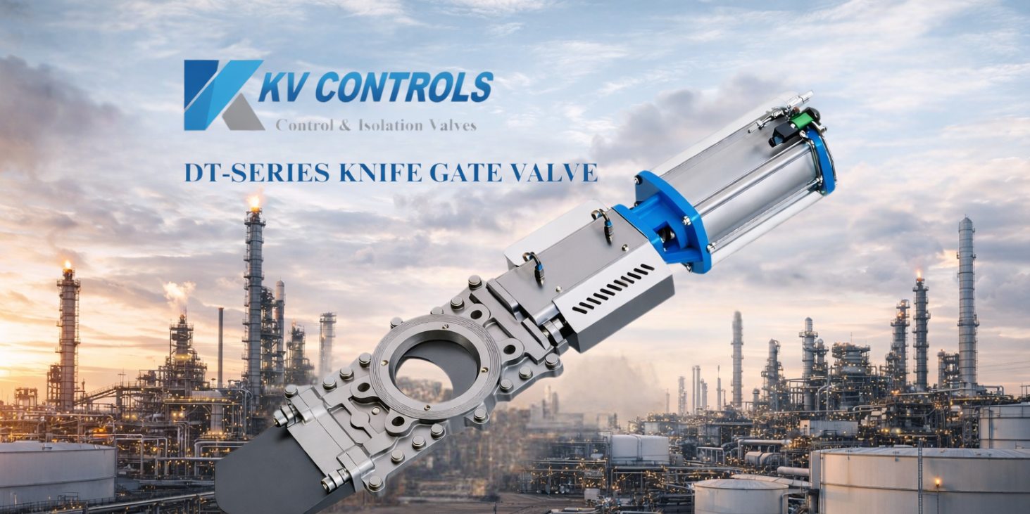 DT Series knife gate valve supplied by KV Controls in South Africa for sewage, pulp slurry, and industrial process control applications